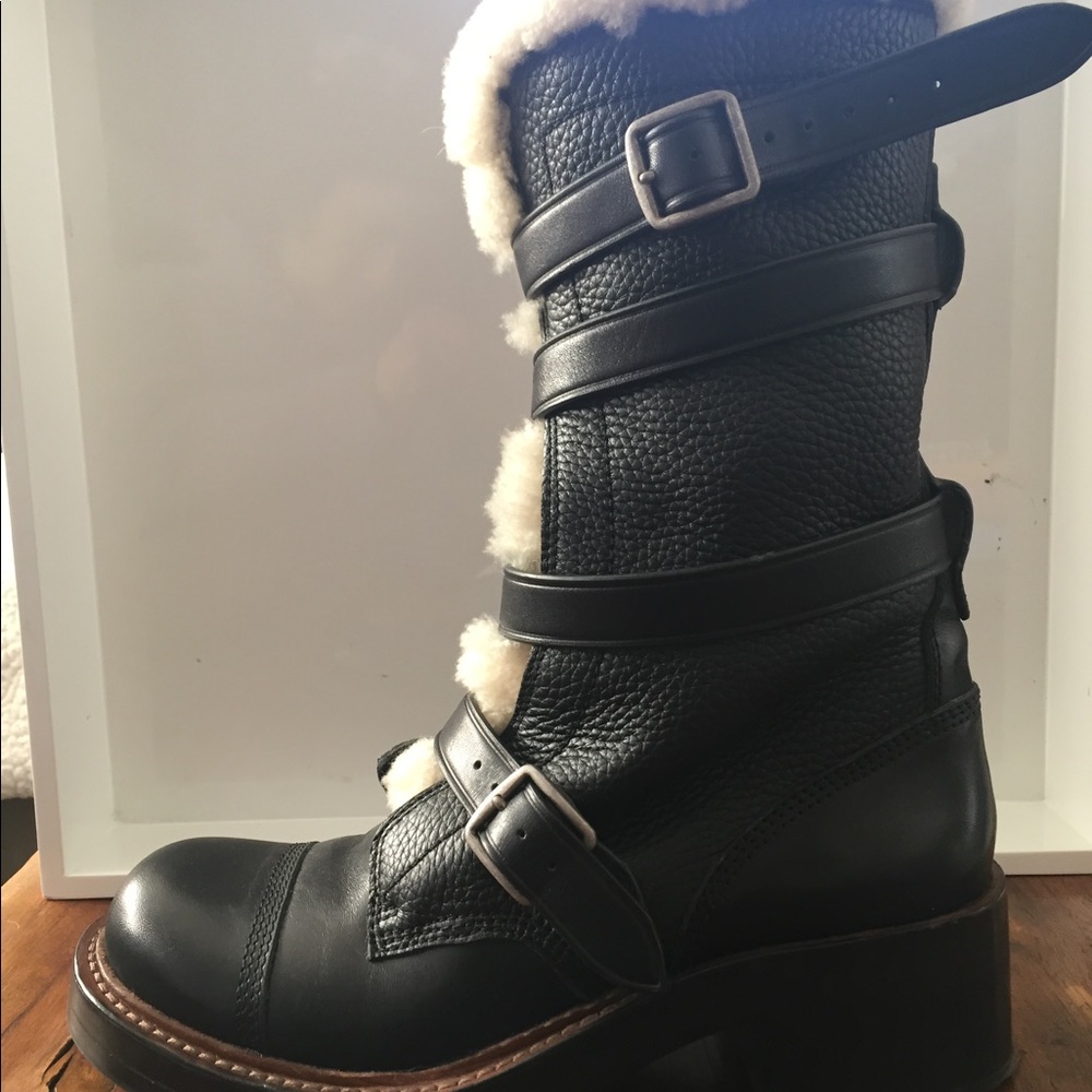 COACH leather and shearling black boots!!